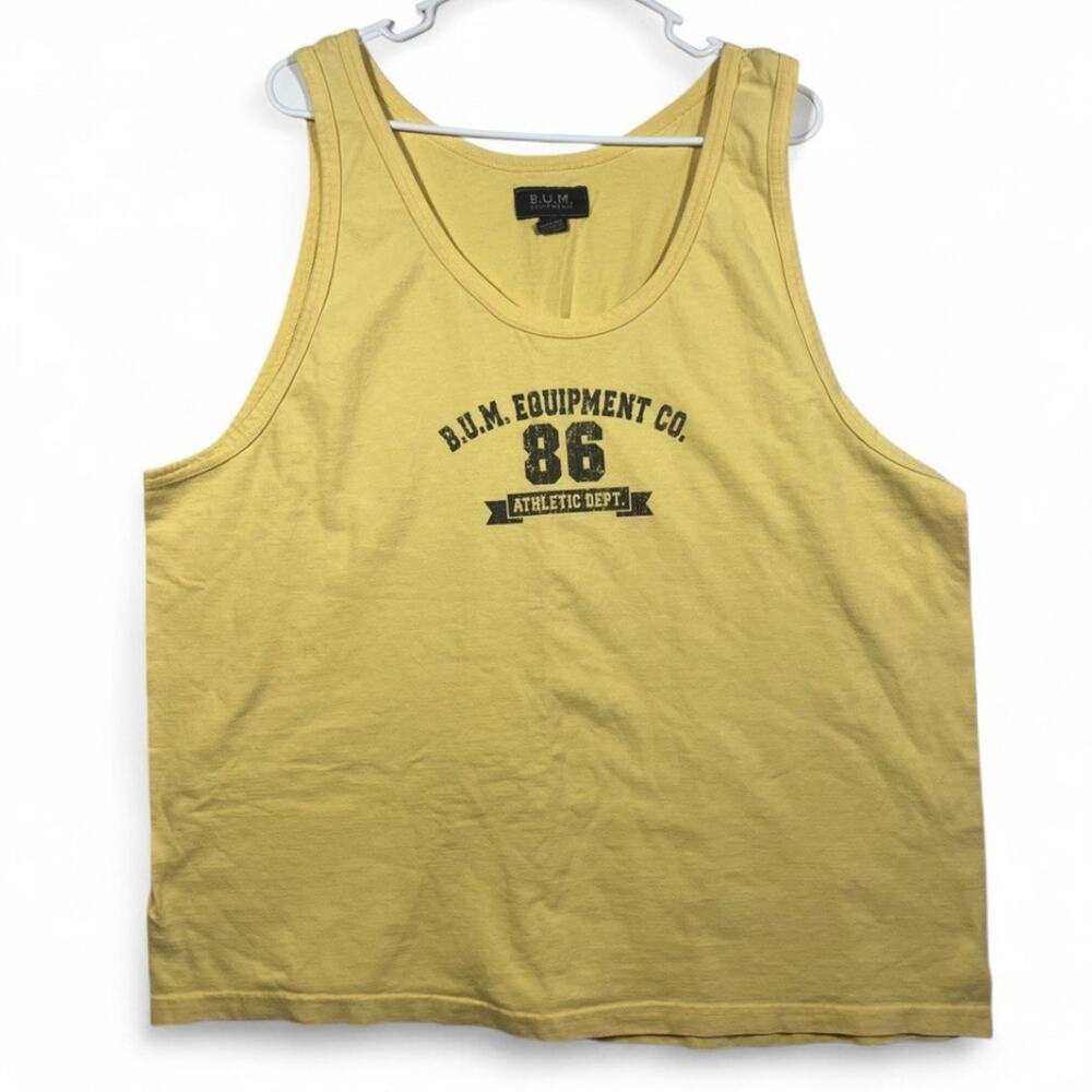 Vintage BUM Equipment Tank Top Mens XL Yellow Athletic Dept 86